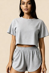 Ensemble short à fentes et crop top Carmen Gris